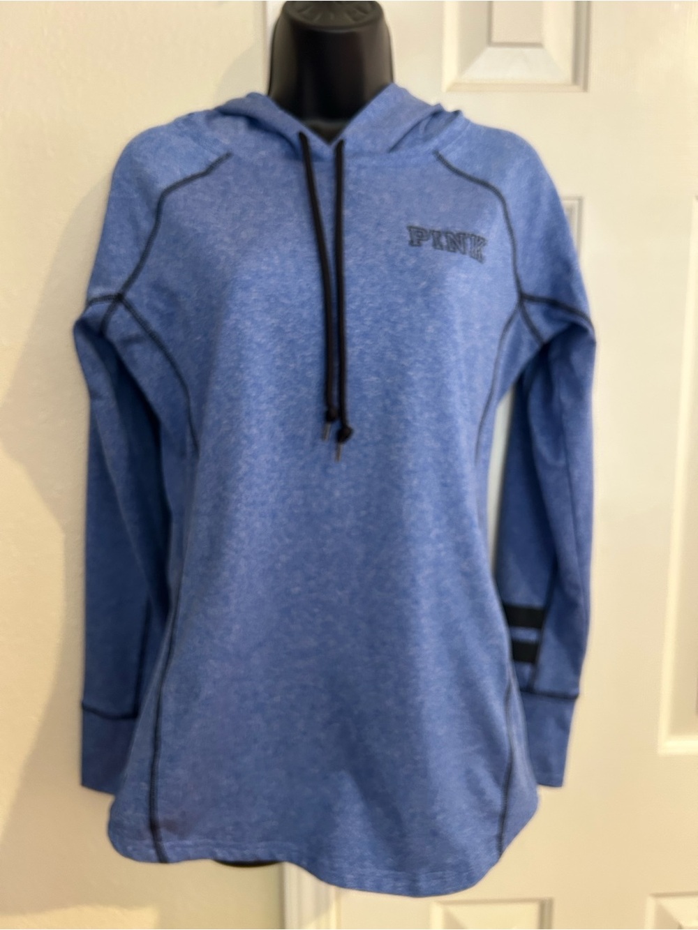 PINK Victoria's Secret Blue Hooded Pullover with Contrast Drawstrings